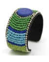 Multi Glass Beaded Stone Leather Cuff Multi Glass Beaded Stone Leather Cuff